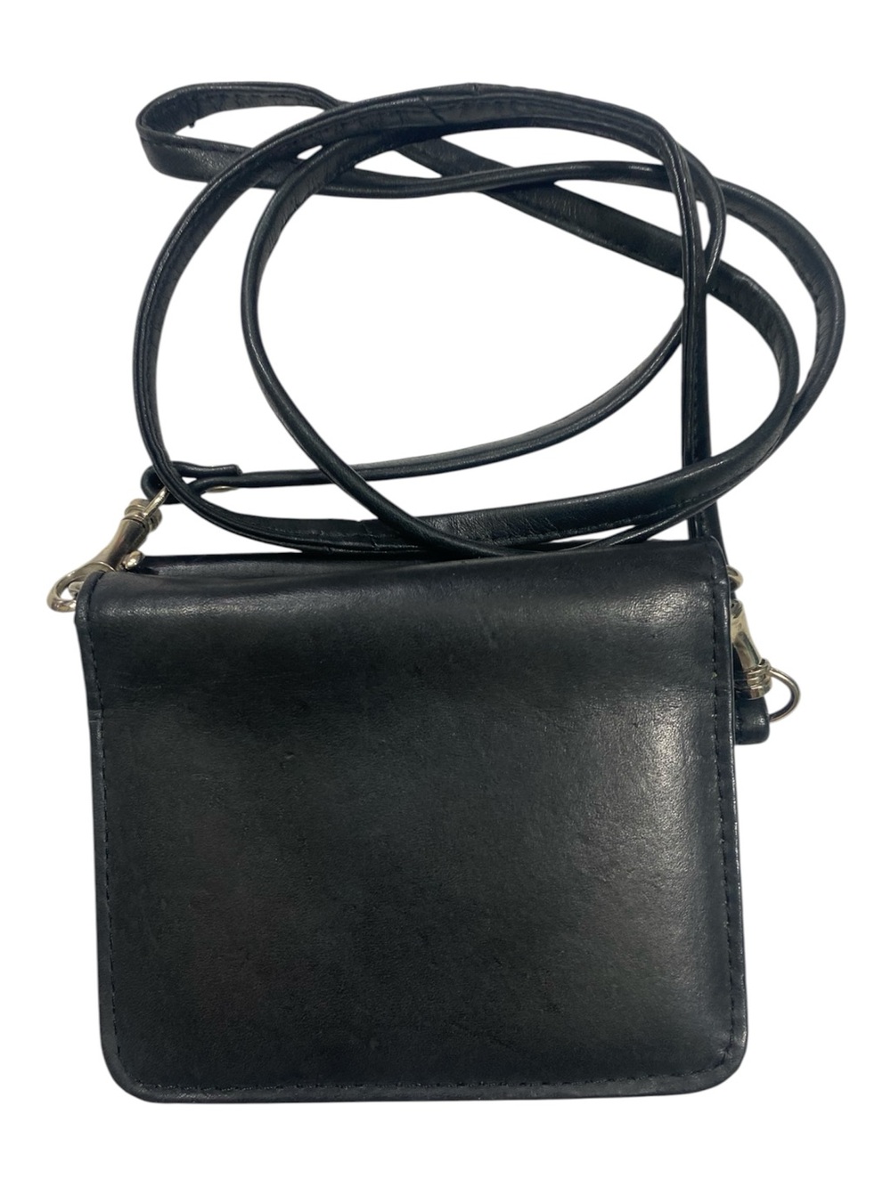 Wilsons Leather Black Mini Crossbody Wallet Purse Y2K Minimalist 90s inspired